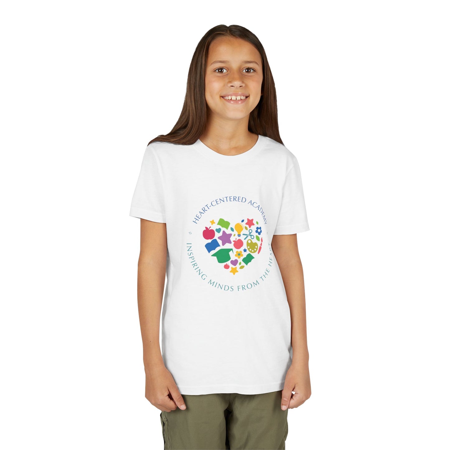 Heart-Centered Academy Youth Tee, Inspirational Kids T-Shirt, Educational Gift, Classroom Apparel, Heart Design, Summer Fun