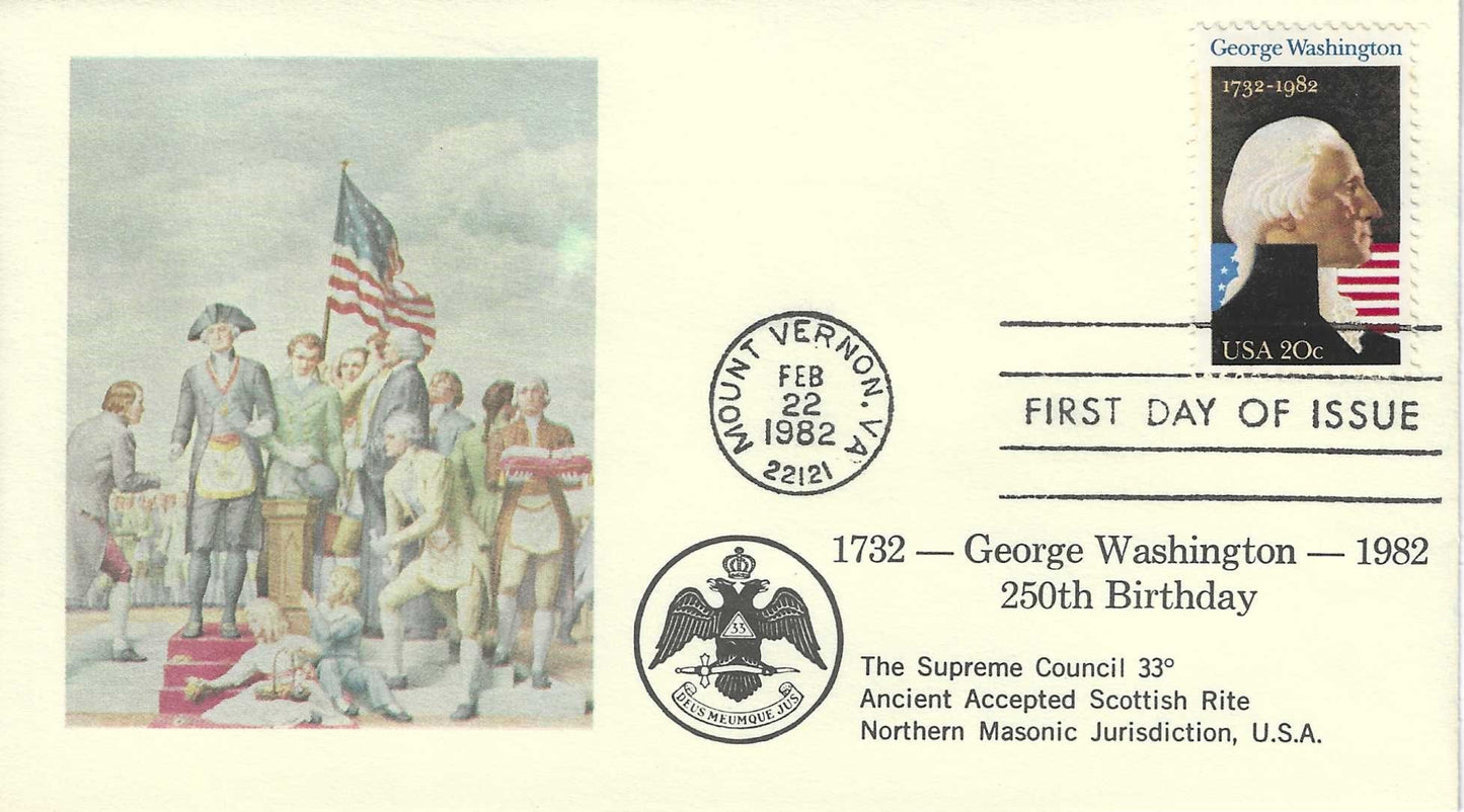 1982 Washington 250 Masonic First Day Cover Collection – Six Covers