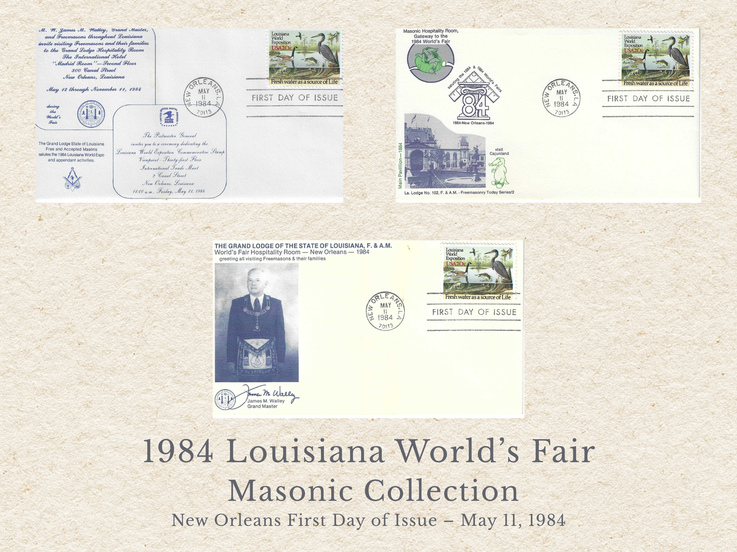 1984 Louisiana World’s Fair First Day Cover – Grand Lodge of Louisiana – Grand Master Hospitality Room