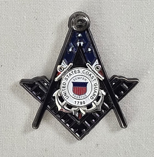 Military Masonic Pin Collection – All 5 Branches – Square & Compasses – 1.25"