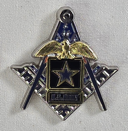 Military Masonic Pin Collection – All 5 Branches – Square & Compasses – 1.25"