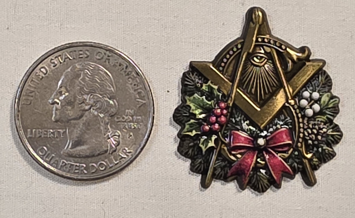 Masonic Christmas Lapel Pin – 1.25 Inch