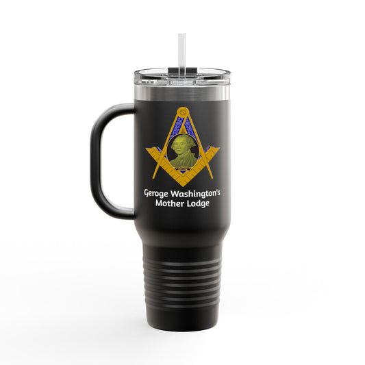 Lodge 4 Insulated Travel Mug - 40oz, Perfect for Hot & Cold Drinks - Ideal Gift for Masons & Travel Enthusiasts