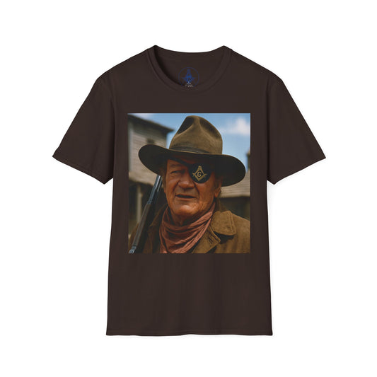 Vintage Western Graphic Tee, Unisex Softstyle T-Shirt, John Wayne Cowboy Shirt, Movie Fan Apparel, Masonic T-shirt