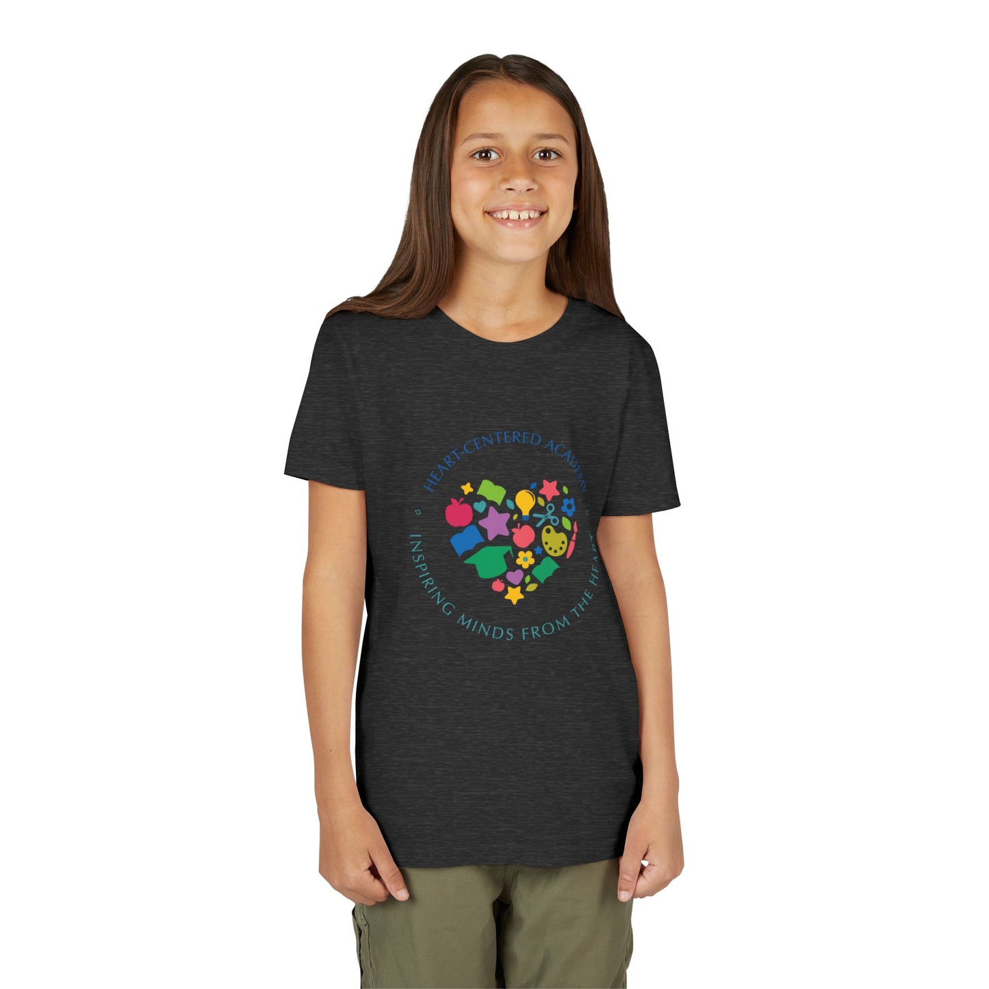Heart-Centered Academy Youth Tee, Inspirational Kids T-Shirt, Educational Gift, Classroom Apparel, Heart Design, Summer Fun