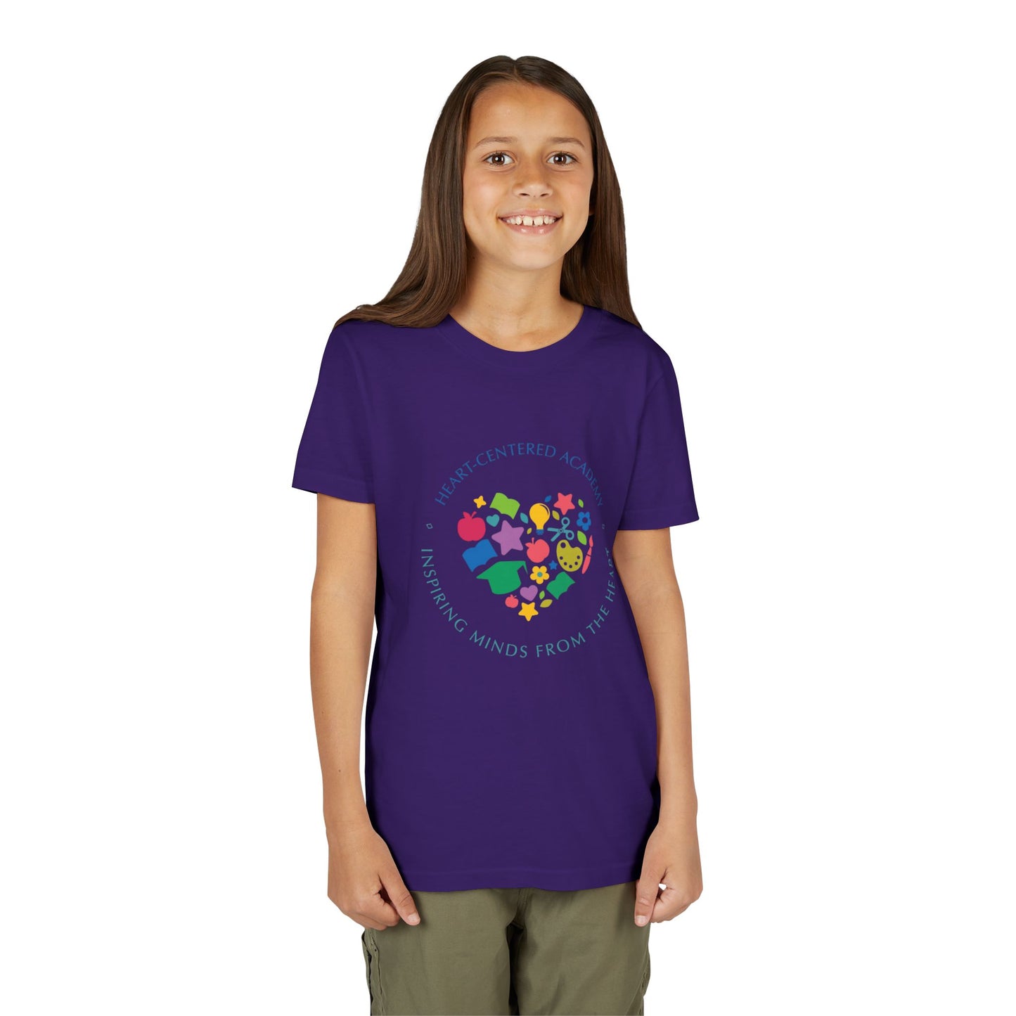Heart-Centered Academy Youth Tee, Inspirational Kids T-Shirt, Educational Gift, Classroom Apparel, Heart Design, Summer Fun