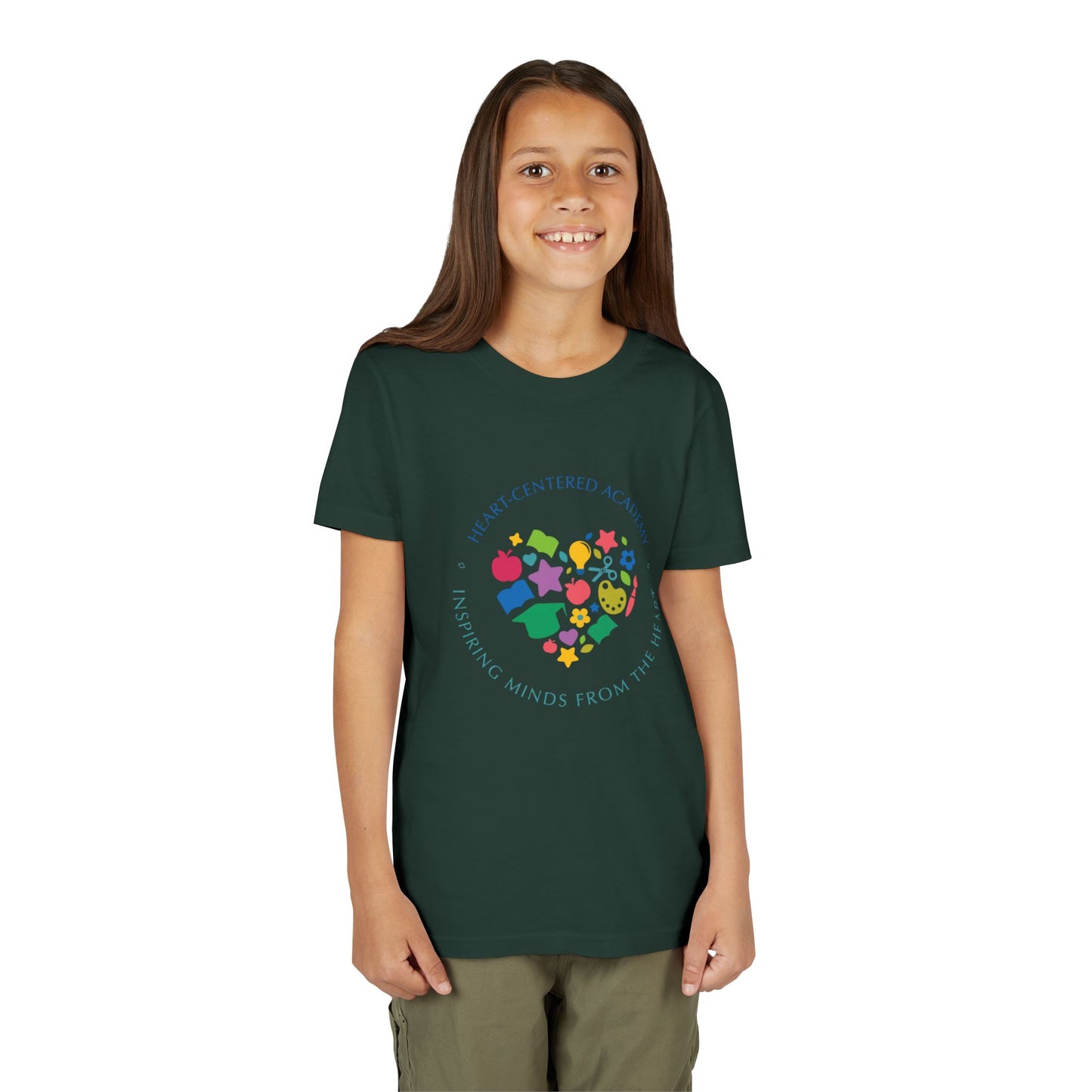 Heart-Centered Academy Youth Tee, Inspirational Kids T-Shirt, Educational Gift, Classroom Apparel, Heart Design, Summer Fun
