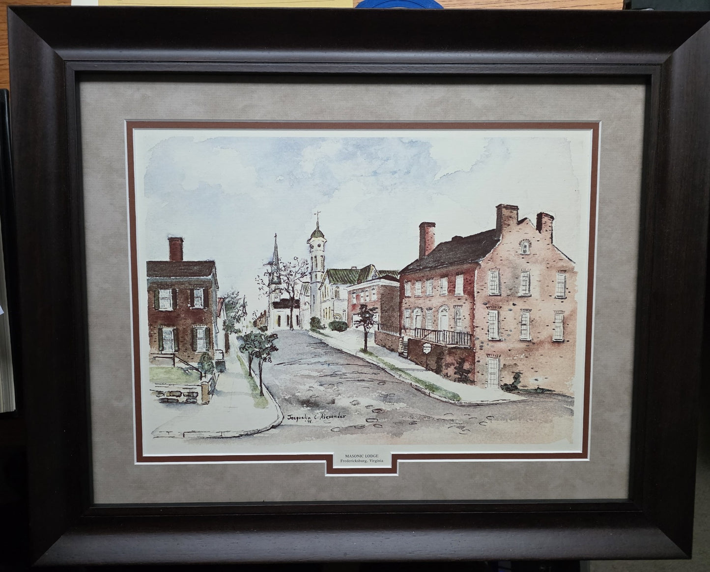 Fredericksburg Lodge Streetscape Print – Architectural Study by Jacqueline C. Alexander
