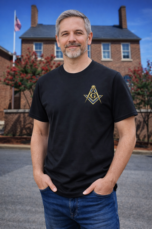 Classic Square & Compasses – Left Chest T-Shirt