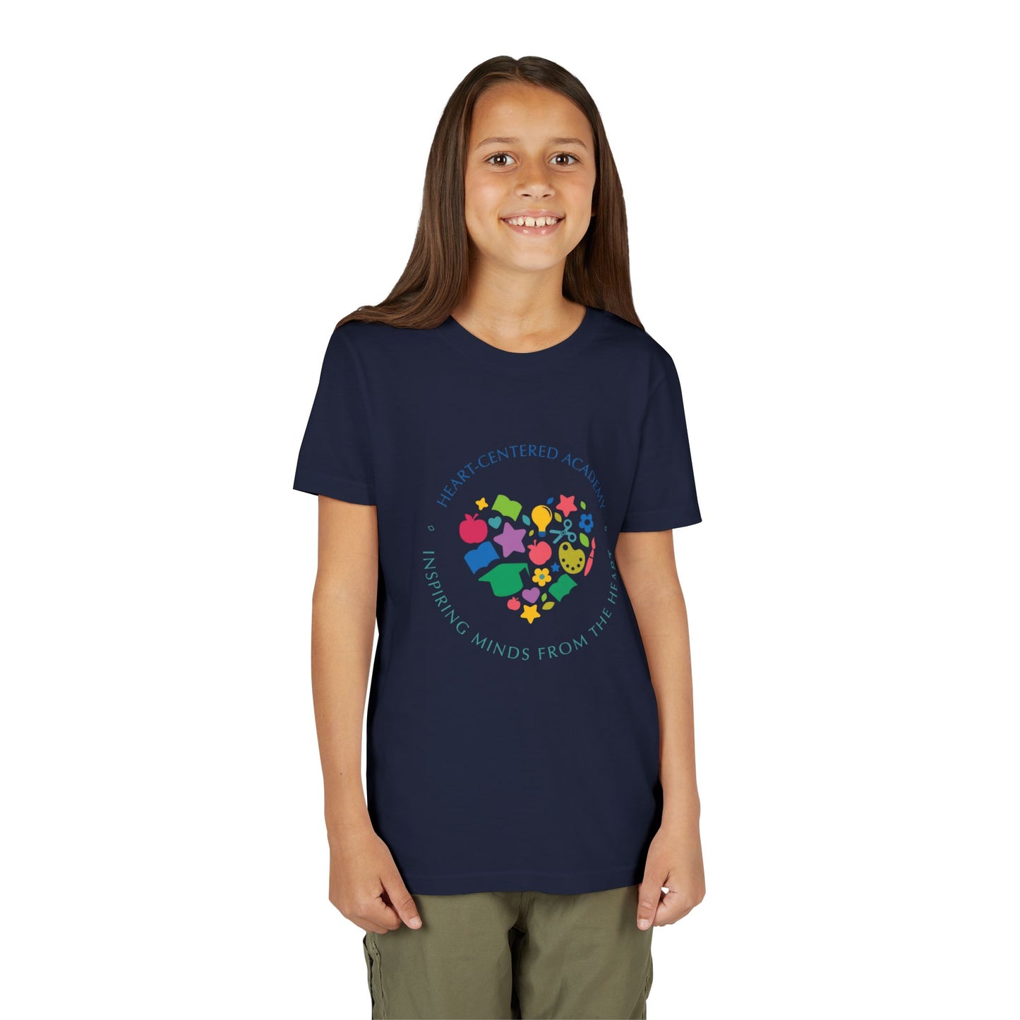 Heart-Centered Academy Youth Tee, Inspirational Kids T-Shirt, Educational Gift, Classroom Apparel, Heart Design, Summer Fun