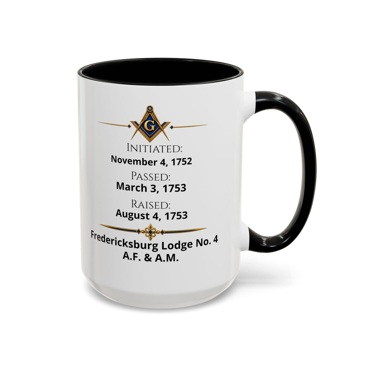 Personalized Masonic Journey Mug – Initiated, Passed & Raised Dates