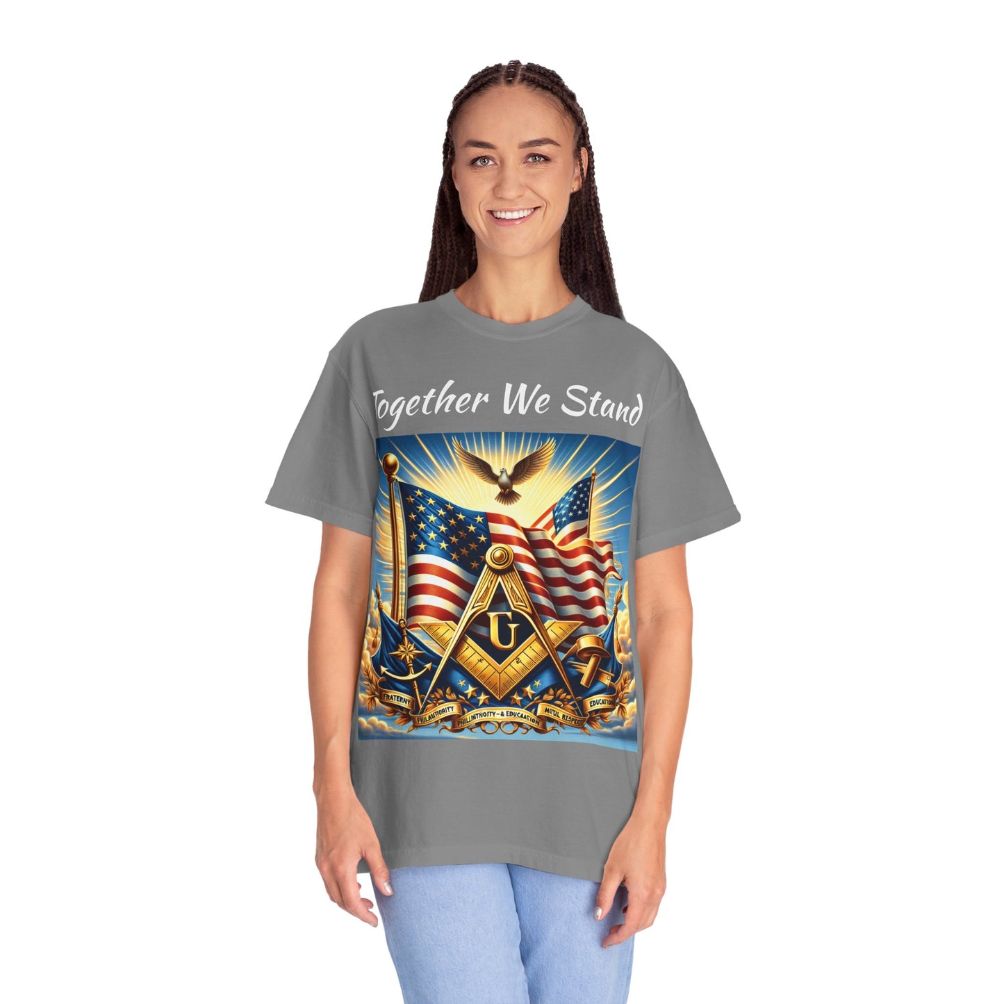 America 250 Patriotic Masonic Shirt - Square & Compass with American Flags