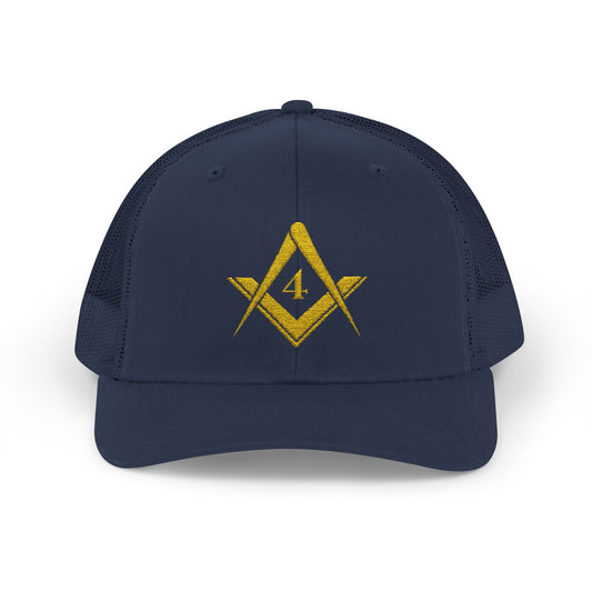 Fredericksburg Lodge No. 4 Masonic Trucker Hat – Square and Compasses Mesh Cap