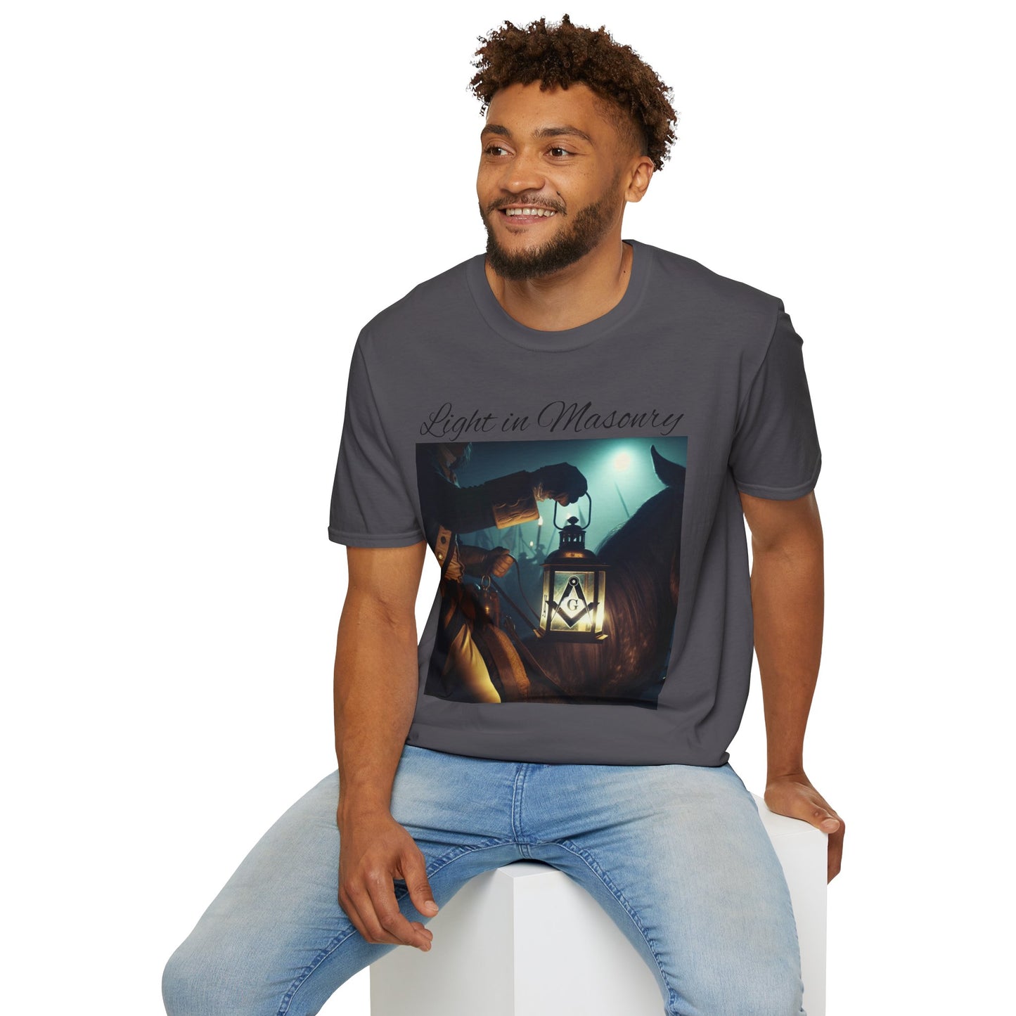 Light in Masonry Unisex Softstyle T-Shirt – Inspirational Lantern Design