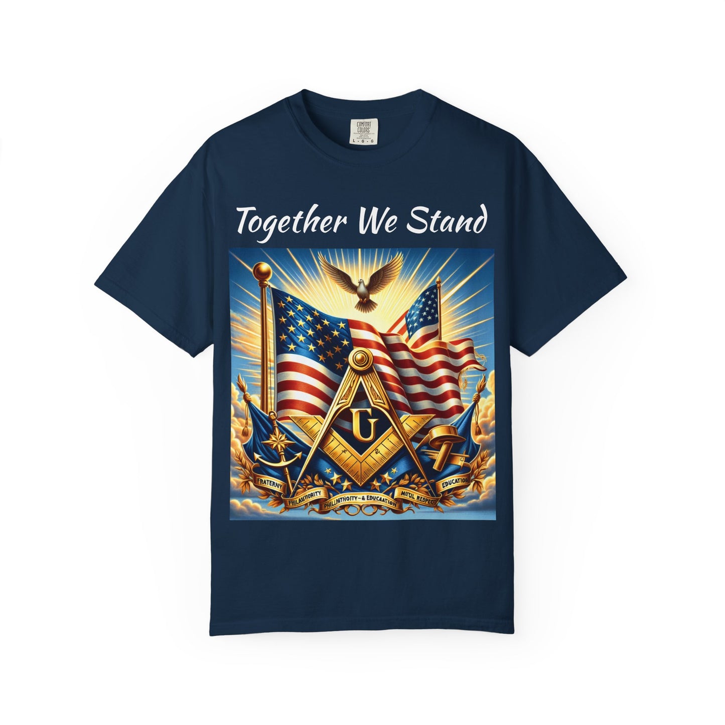 America 250 Patriotic Masonic Shirt - Square & Compass with American Flags
