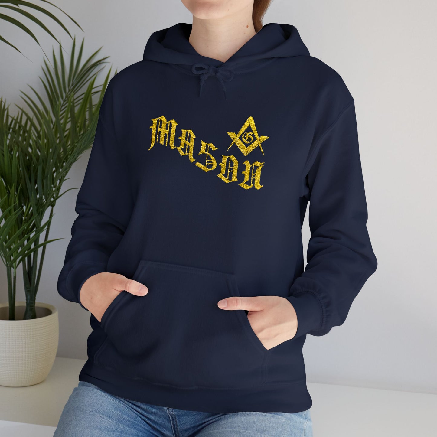 Mason Embroidered Masonic Hoodie – Gold Square & Compasses