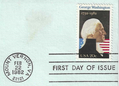 1982 George Washington – Louisiana Lodge No. 102 Founding Father Series – First Day Cover (Insert Included)