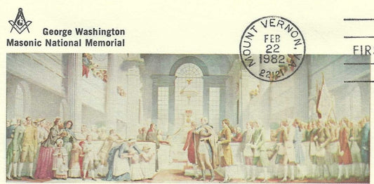 1982 George Washington Masonic First Day Cover – Christ Church Procession – Mount Vernon Postmark – Washington 250th Anniversary