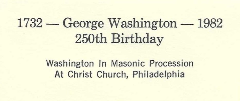 1982 George Washington Masonic First Day Cover – Christ Church Procession – Mount Vernon Postmark – Washington 250th Anniversary