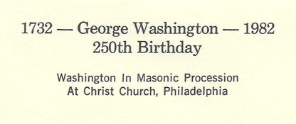 1982 George Washington Masonic First Day Cover – Christ Church Procession – Mount Vernon Postmark – Washington 250th Anniversary