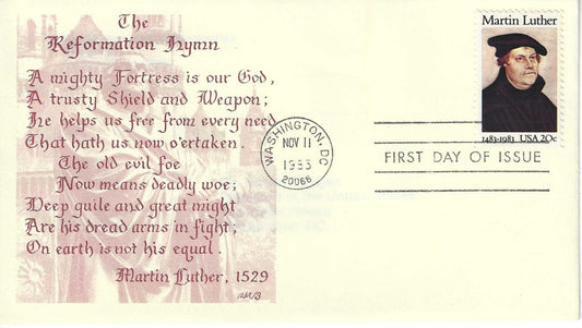 1983 Reformation Hymn First Day Cover – Martin Luther – Washington, DC