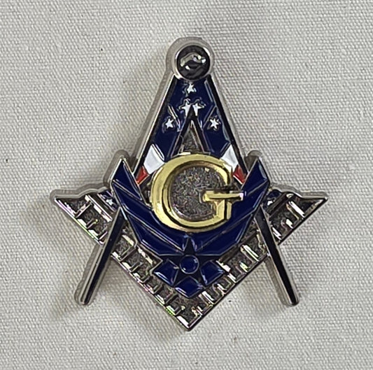 United States Air Force Masonic Pin – Square & Compasses – 1.25"