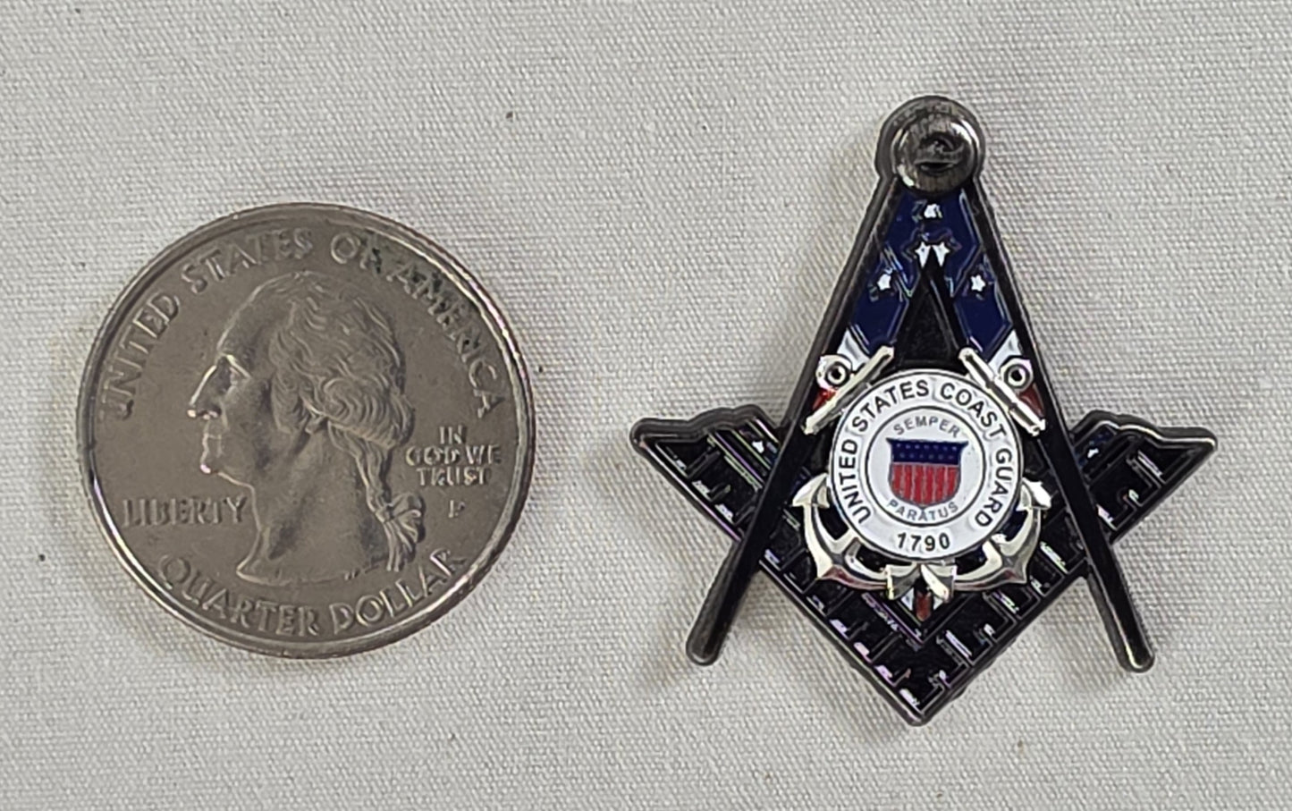 United States Coast Guard Masonic Pin – Square & Compasses – 1.25"