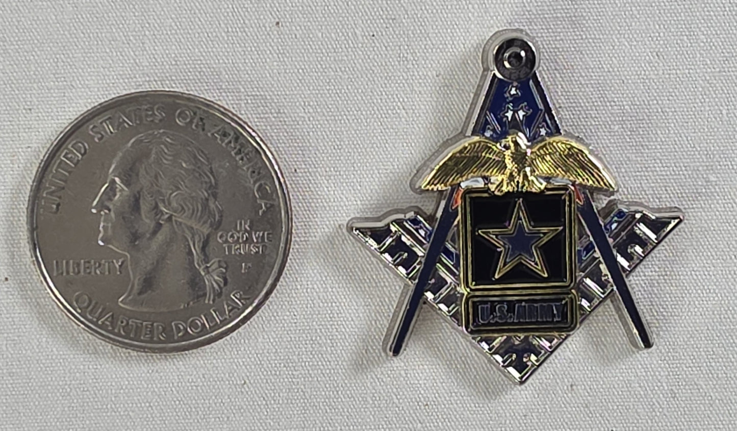 Military Masonic Pin Collection – All 5 Branches – Square & Compasses – 1.25"