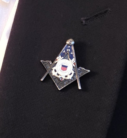 United States Coast Guard Masonic Pin – Square & Compasses – 1.25"