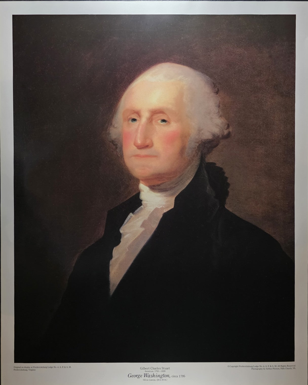 George Washington Portrait (circa 1795) – Gilbert Stuart Reproduction – From the Collection of Fredericksburg Lodge No. 4