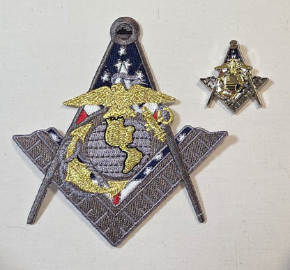 U.S. Marine Corps Masonic Pin & Patch Set