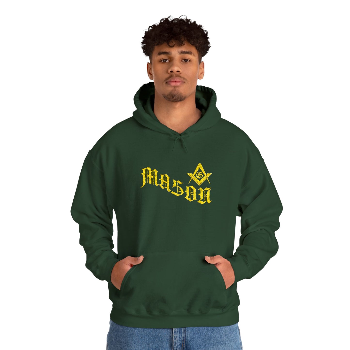 Mason Embroidered Masonic Hoodie – Gold Square & Compasses