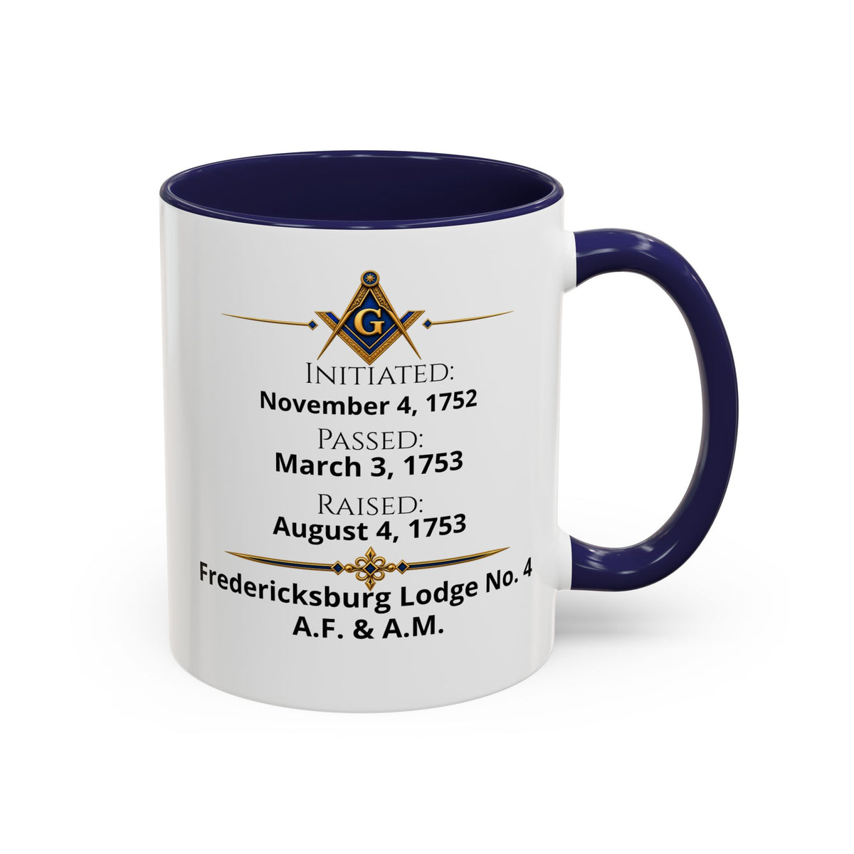 Personalized Masonic Journey Mug – Initiated, Passed & Raised Dates