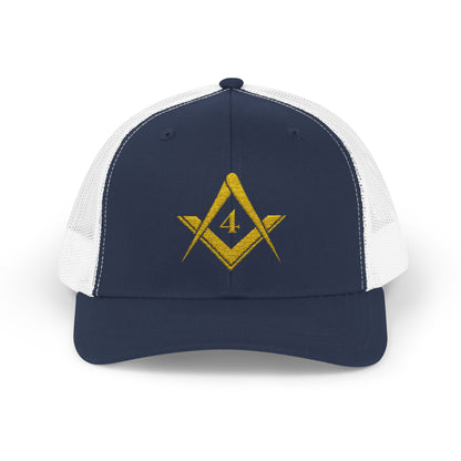Fredericksburg Lodge No. 4 Trucker Hat – Gold Embroidery | Square & Compasses Mesh Cap