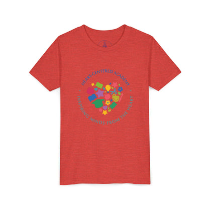 Heart-Centered Academy Youth Tee, Inspirational Kids T-Shirt, Educational Gift, Classroom Apparel, Heart Design, Summer Fun
