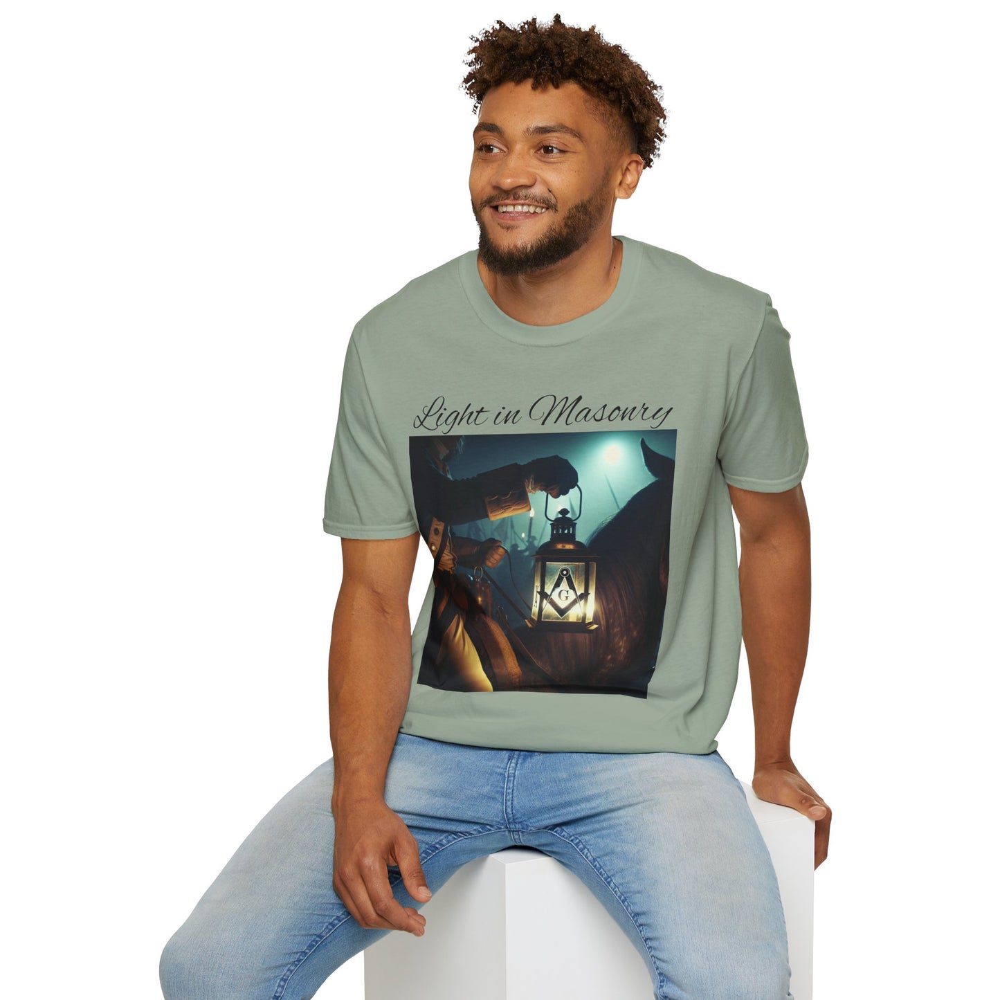 Light in Masonry Unisex Softstyle T-Shirt – Inspirational Lantern Design