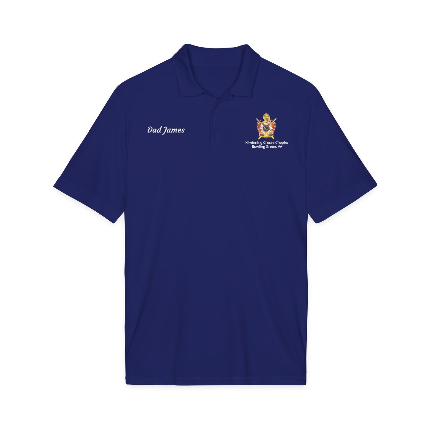 Personalized DeMolay Embroidered Performance Polo – Support Kilwinning Crosse Chapter