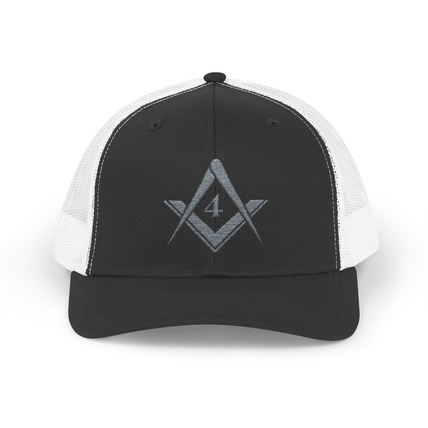 Fredericksburg Lodge No. 4 Trucker Hat – Silver Embroidery | Square & Compasses Mesh Cap