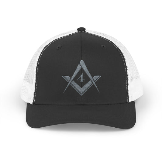 Fredericksburg Lodge No. 4 Trucker Hat – Silver Embroidery | Square & Compasses Mesh Cap