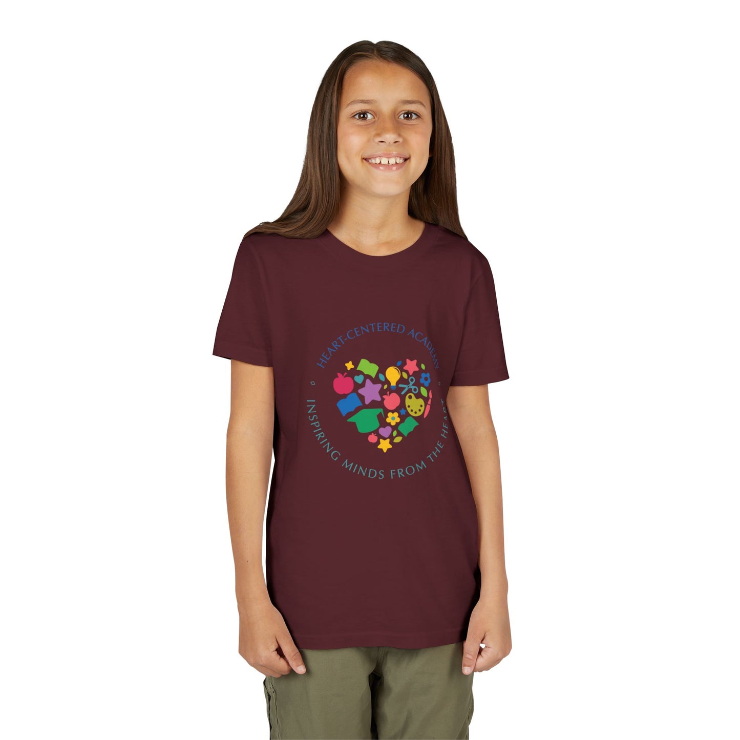 Heart-Centered Academy Youth Tee, Inspirational Kids T-Shirt, Educational Gift, Classroom Apparel, Heart Design, Summer Fun