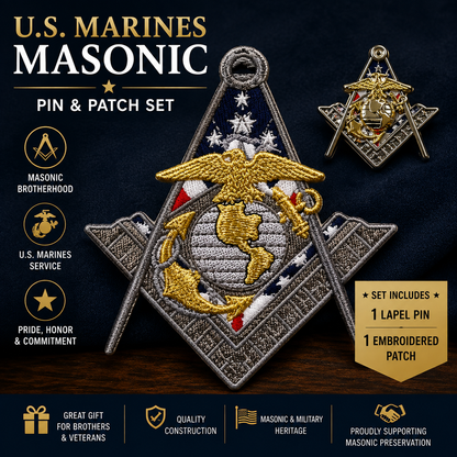 U.S. Marine Corps Masonic Pin & Patch Set