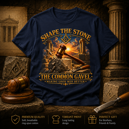 Shape the Stone – Common Gavel Masonic T-Shirt