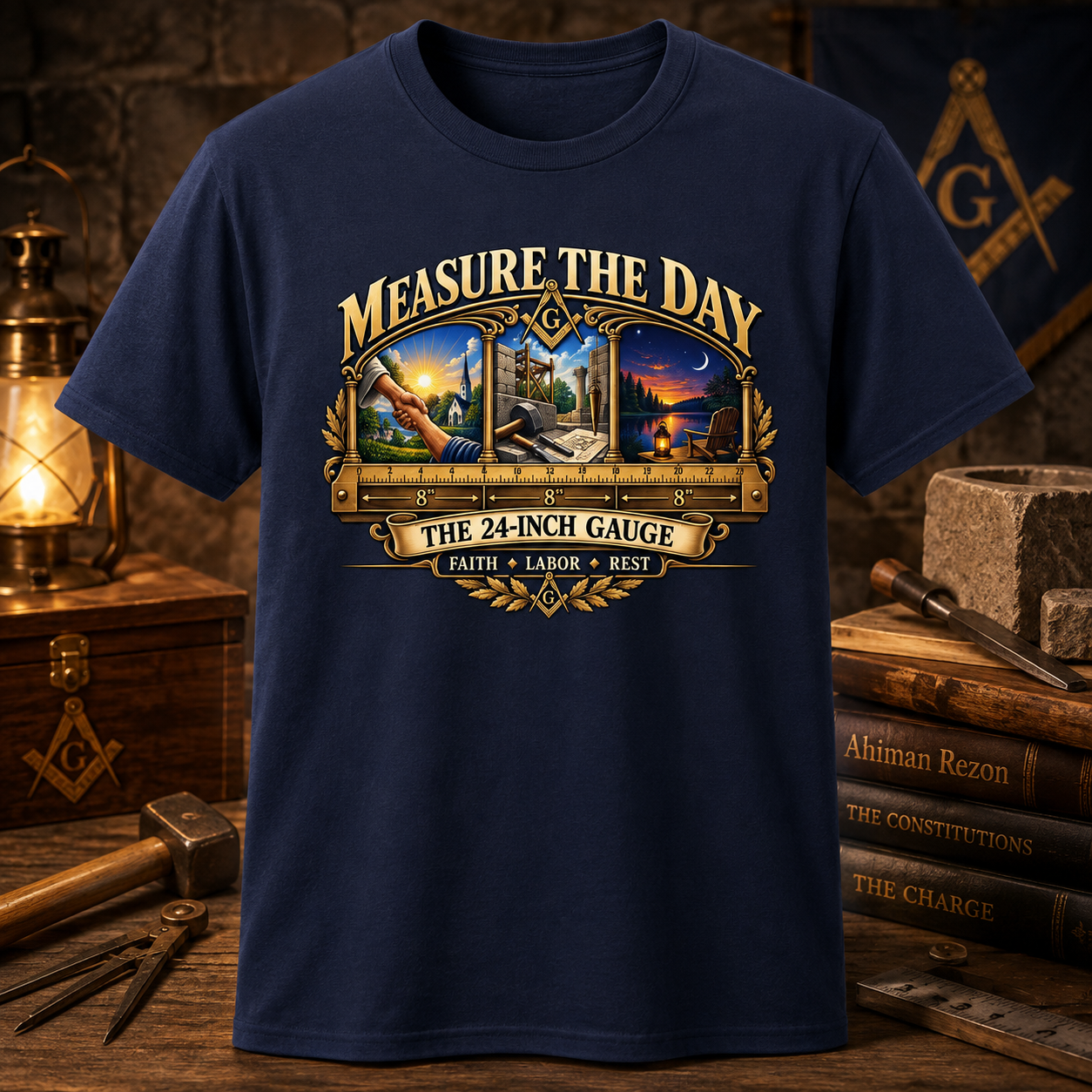 Measure the Day – 24-Inch Gauge Masonic T-Shirt