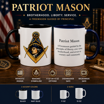 Patriot Mason Coffee Mug — Freemason Definition Accent Mug (11/15 oz)