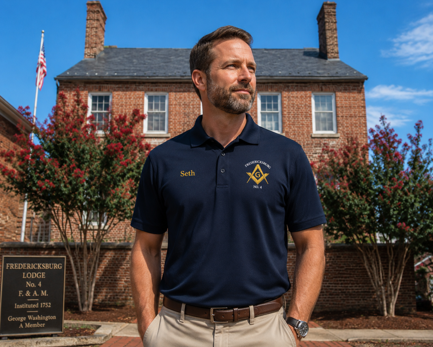 Fredericksburg Lodge No. 4 Personalized Embroidered Polo