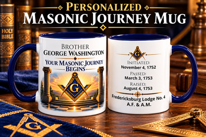 Personalized Masonic Journey Mug – Initiated, Passed & Raised Dates