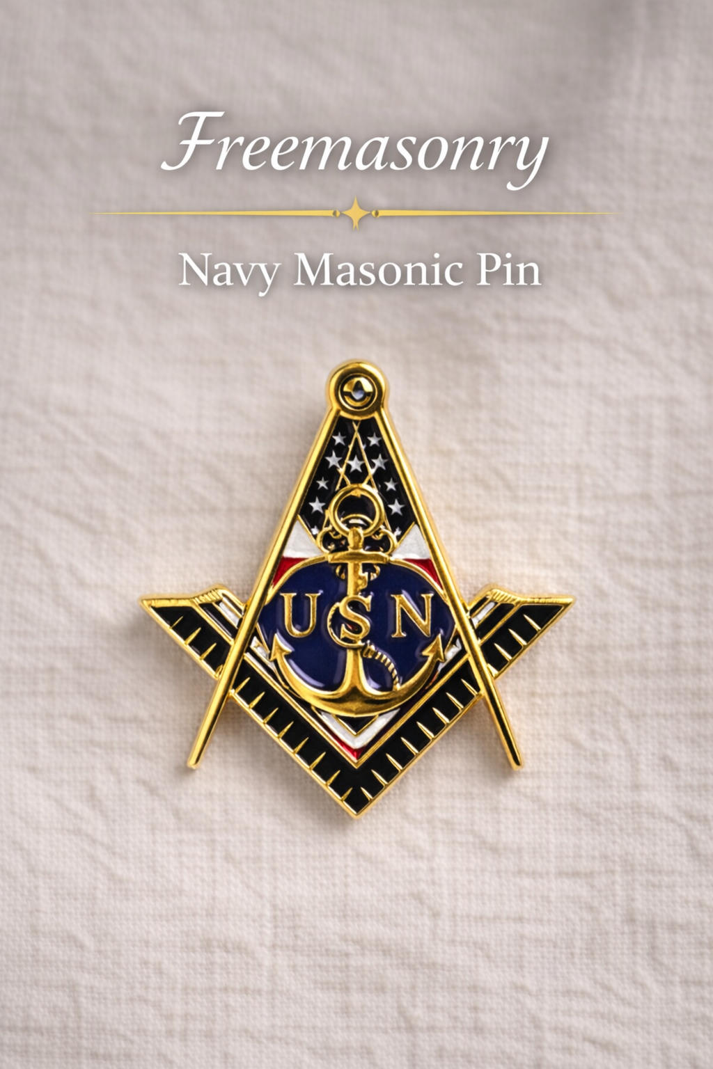 United States Navy Masonic Pin – Square & Compasses – 1.25"