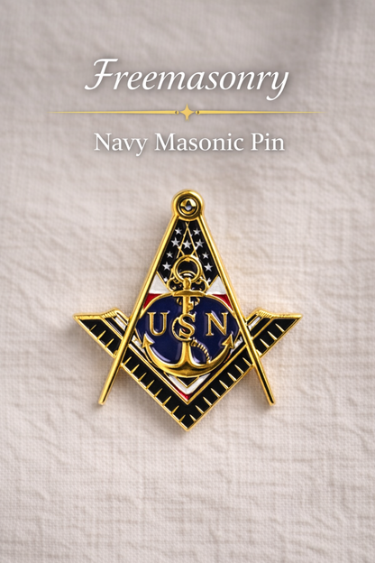 United States Navy Masonic Pin – Square & Compasses – 1.25"