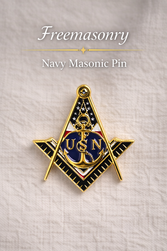 United States Navy Masonic Pin – Square & Compasses – 1.25"