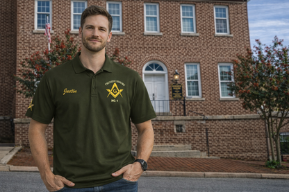 Fredericksburg Lodge No. 4 Personalized Polo – Custom Name Masonic Shirt – Square & Compasses Embroidered – Lodge Apparel